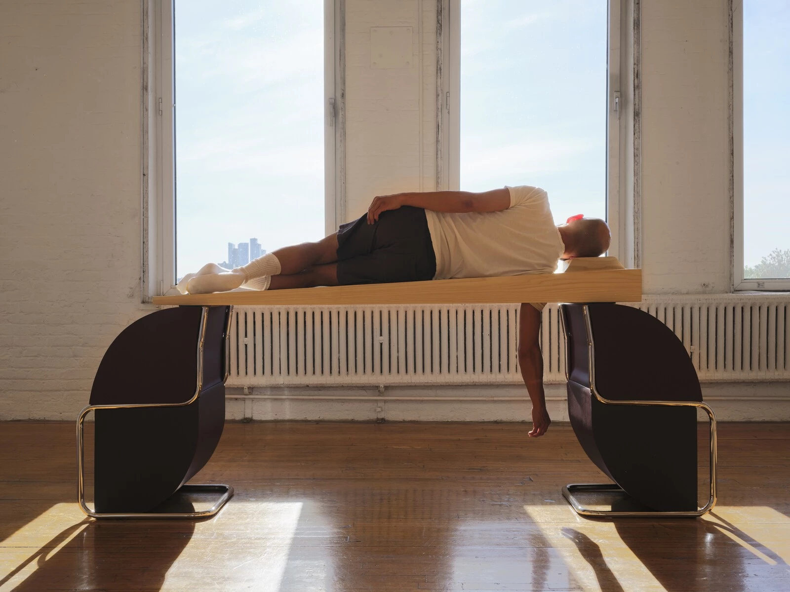 Gordon Hall, <em>Hands and Knees</em>, The Kitchen, New York, 2025. Performer: Justin Cabrillos. Photo: Jackie Furtado. Courtesy of the artist and DOCUMENT, Chicago | Lisbon. 2025/11/GH_TK_Performance_4614.jpg 