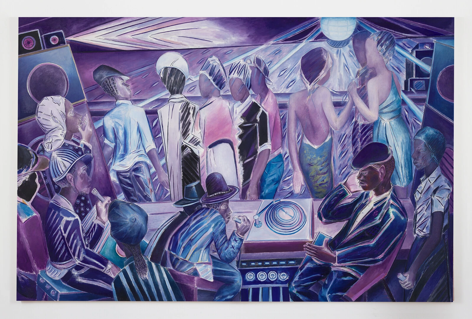 Denzil Forrester (b. 1956, Grenada; lives in Cornwall, United Kingdom), <em>Duppy Deh</em>, 2018. Oil on linen; 79 1/8 × 120 1/8 in. (201 × 305 cm). Collection of Margot and George Greig. © Denzil Forrester. Courtesy of the artist and Stephen Friedman Gallery, London and New York. Photo: Stephen White & Co. 2025/12/DTR_DF_003.jpg 